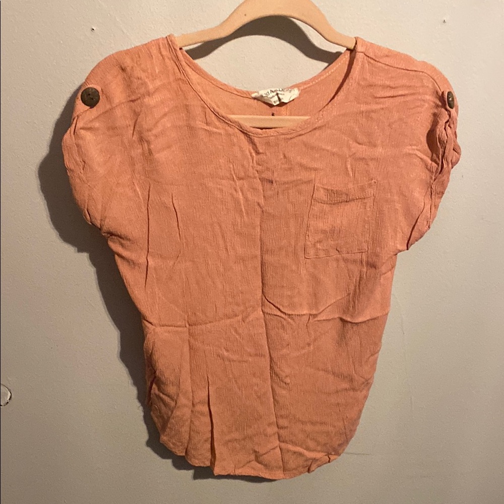 Orange and Pink Puff Sleeve Relaxed Blouse